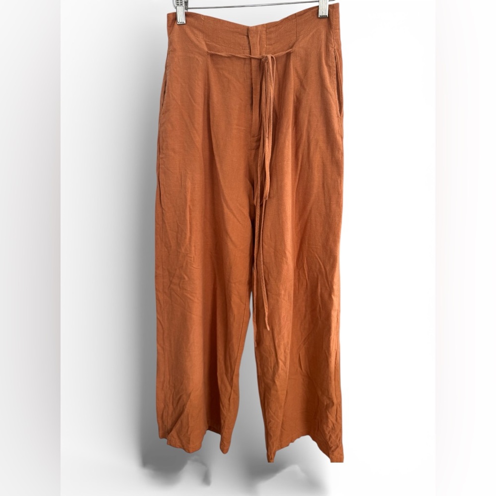 Beige botony Linen blend wide leg pants size small